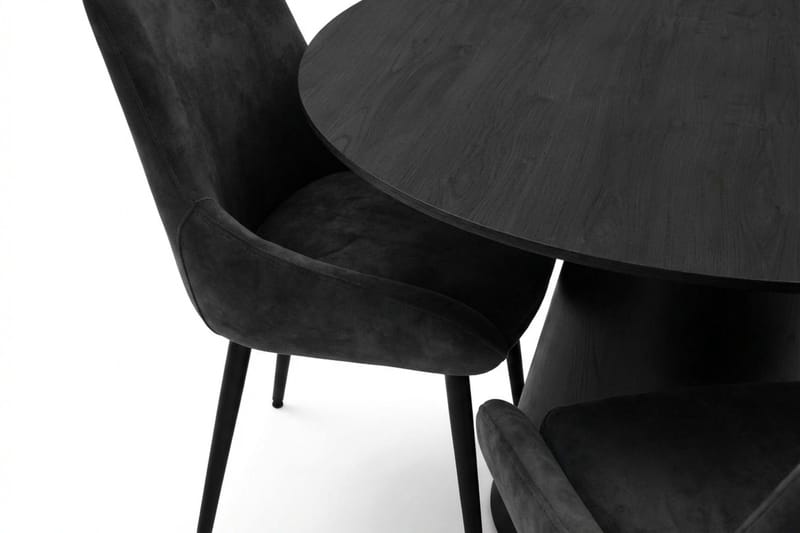 Siena Spisegruppe rund 150 cm Svart med 6 Alsarp spisestoler - Svart - Møbler - Bord - Spisegruppe