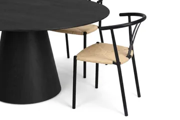 Siena spisegruppe rund 150 cm svart med 6 Elysia spisestoler - Svart - Møbler - Bord - Spisegruppe