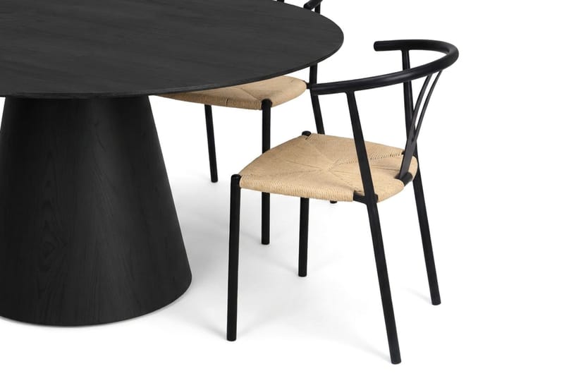 Siena spisegruppe rund 150 cm svart med 6 Elysia spisestoler - Svart - Møbler - Bord - Spisegruppe