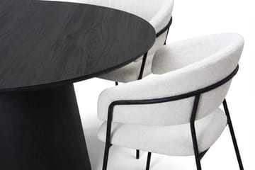 Siena spisegruppe rund 150 cm svart med 6 Karol spisestoler - Svart - Møbler - Bord - Spisegruppe