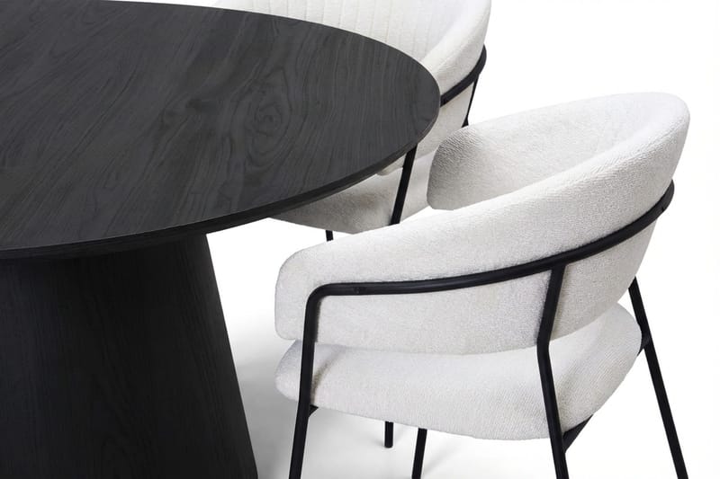 Siena spisegruppe rund 150 cm svart med 6 Karol spisestoler - Svart - Møbler - Bord - Spisegruppe