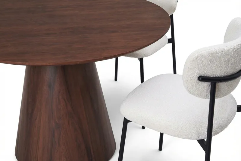 Siena spisegruppe rund 150 cm svart med 6 Lucy spisestoler - Svart - Møbler - Bord - Spisegruppe