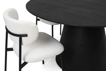 Siena spisegruppe rund 150 cm svart med 6 Lucy spisestoler - Svartbeiset eik - Møbler - Bord - Spisegruppe