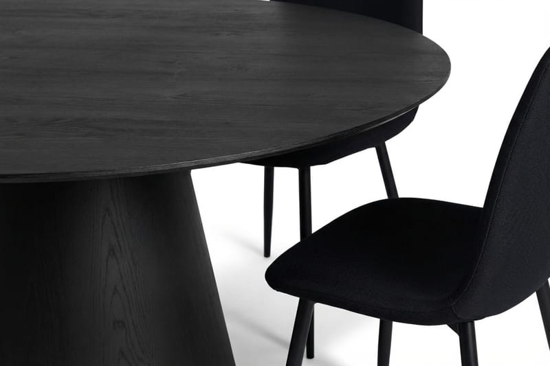 Siena spisegruppe rund 150 cm svart med 6 Nibe spisestoler - Svart - Møbler - Bord - Spisegruppe