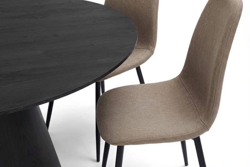 Siena spisegruppe rund 150 cm svart med 6 Nibe spisestoler - Svart - Møbler - Bord - Spisegruppe