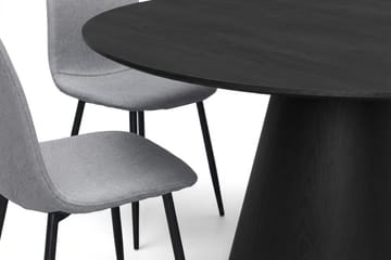 Siena spisegruppe rund 150 cm svart med 6 Nibe spisestoler - Svart - Møbler - Bord - Spisegruppe