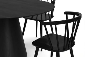 Siena Spisegruppe rund 150 cm Svart med 6 Tyrö spisestoler - Svart - Møbler - Bord - Spisegruppe