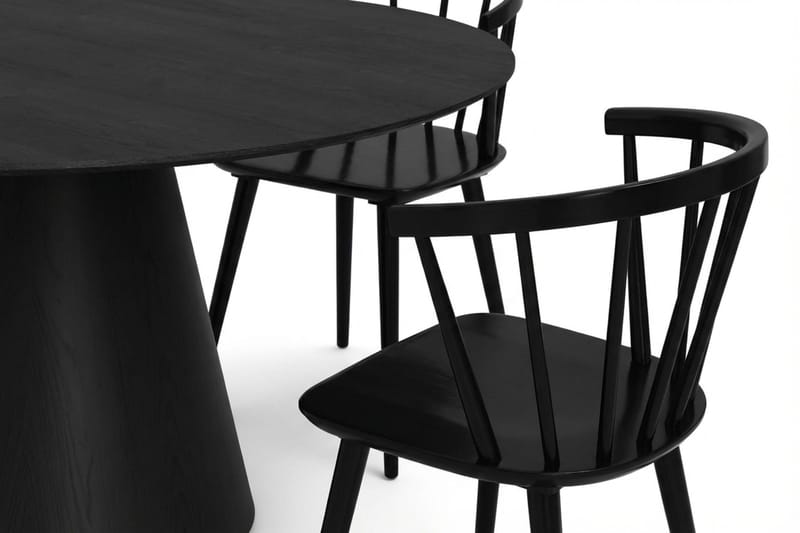 Siena Spisegruppe rund 150 cm Svart med 6 Tyrö spisestoler - Svart - Møbler - Bord - Spisegruppe