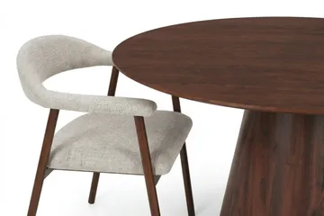 Siena spisegruppe rund 150 cm valnøtt med 4 Ronja spisestoler - Sand/valnøtt - Møbler - Bord - Spisegruppe