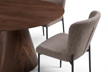 Siena Spisegruppe Rund 150 cm Valnøtt med 6 Elsie Spisestoler - Valnøtt/Grå - Møbler - Bord - Spisegruppe