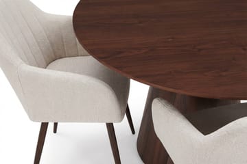 Siena spisegruppe rund 150 cm valnøtt med 6 Filippa spisestoler - Valnøtt - Møbler - Bord - Spisegruppe