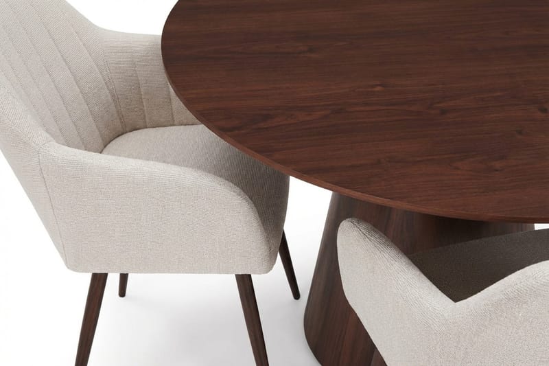 Siena spisegruppe rund 150 cm valnøtt med 6 Filippa spisestoler - Valnøtt - Møbler - Bord - Spisegruppe