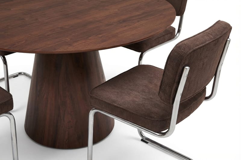 Siena spisegruppe rund 150 cm valnøtt med 6 Milva spisestoler - Valnøtt - Møbler - Bord - Spisegruppe