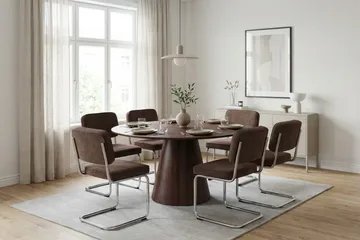 Siena spisegruppe rund 150 cm valnøtt med 6 Milva spisestoler - Valnøtt - Møbler - Bord - Spisegruppe