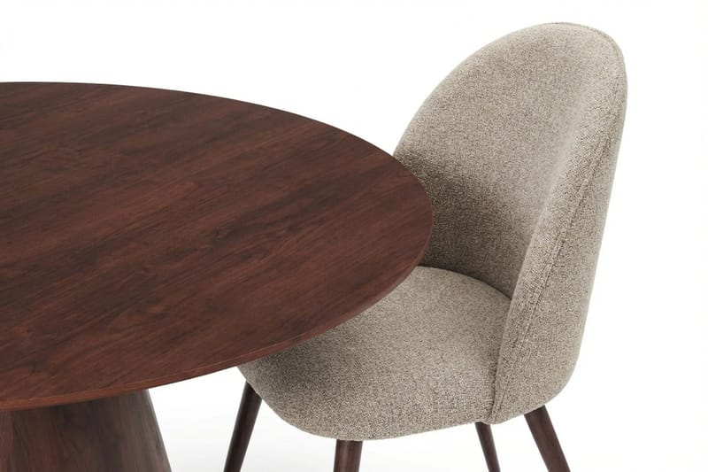 Siena spisegruppe rund 150 cm valnøtt med 6 Nibe Plus spisestoler - Valnøtt - Møbler - Bord - Spisegruppe