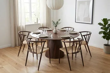 Siena Spisegruppe rund 150 cm Valnøtt med 6 Winston spisestoler - Valnøtt - Møbler - Bord - Spisegruppe