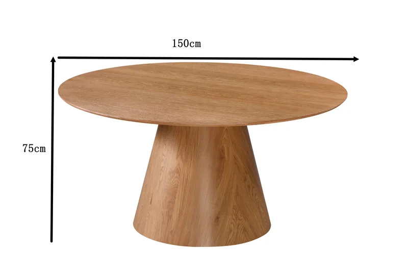 Siena Stort Spisebord Rundt 150 cm Finér - Eik - Møbler - Bord - Spisebord & kjøkkenbord