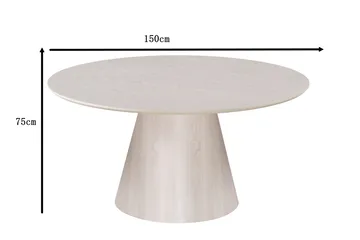 Siena Stort Spisebord Rundt 150 cm Finér - Hvitpigmentert - Møbler - Bord - Spisebord & kjøkkenbord