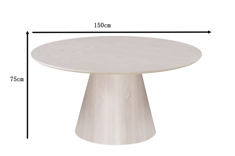 Siena Stort Spisebord Rundt 150 cm Finér - Hvitpigmentert - Møbler - Bord - Spisebord & kjøkkenbord
