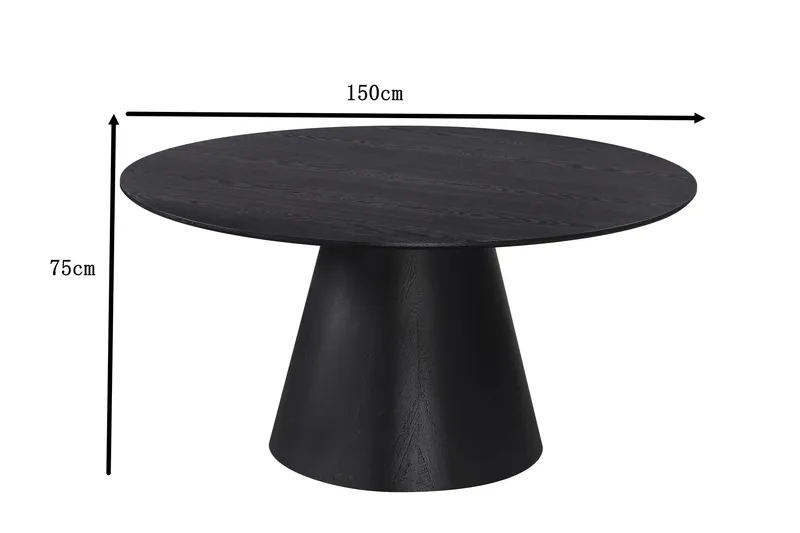 Siena Stort Spisebord Rundt 150 cm Finer - Svart - Møbler - Bord - Spisebord & kjøkkenbord