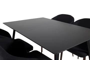 Silar Rektangulær Spisegruppe 120-160 cm med 4 Arch Spisestoler - svart - Møbler - Bord - Spisegruppe