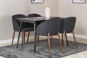 Silar Rektangulær Spisegruppe 120-160 cm med 4 Arch Spisestoler - svart - Møbler - Bord - Spisegruppe