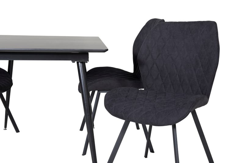 Silar Rektangulær Spisegruppe 120-160 cm med 4 Gemma Spisestoler - svart - Møbler - Bord - Spisegruppe