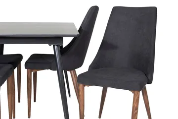 Silar Rektangulær Spisegruppe 120-160 cm med 4 Leone Spisestoler - svart - Møbler - Bord - Spisegruppe