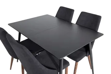 Silar Rektangulær Spisegruppe 120-160 cm med 4 Leone Spisestoler - svart - Møbler - Bord - Spisegruppe