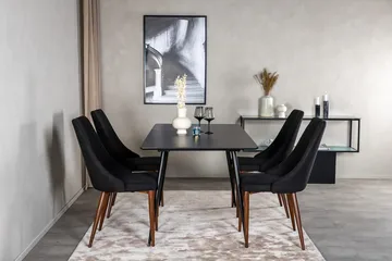 Silar Rektangulær Spisegruppe 120-160 cm med 4 Leone Spisestoler - svart - Møbler - Bord - Spisegruppe