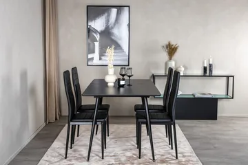 Silar Rektangulær Spisegruppe 120-160 cm med 4 Slim Spisestoler - svart - Møbler - Bord - Spisegruppe