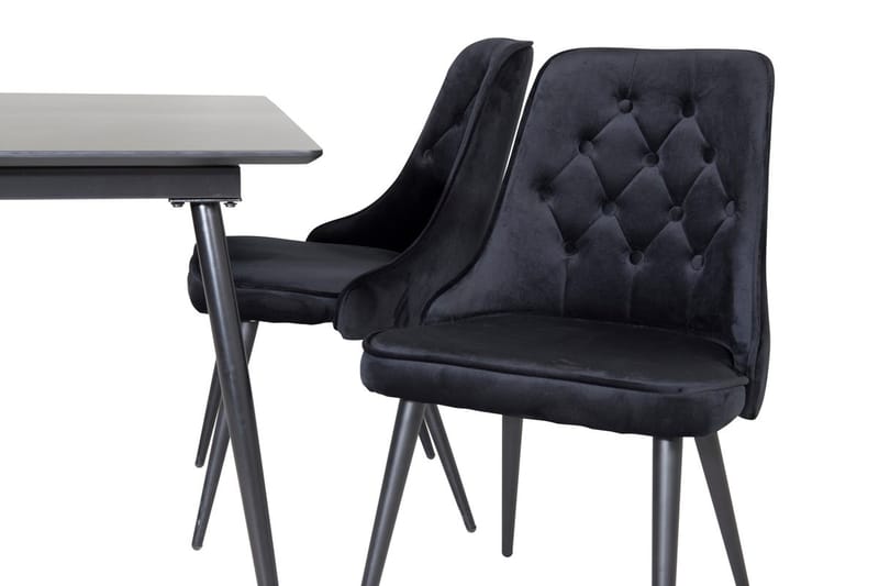 Silar Rektangulær Spisegruppe 120-160 cm med 4 Velvet Deluxe Spisestoler - svart - Møbler - Bord - Spisegruppe