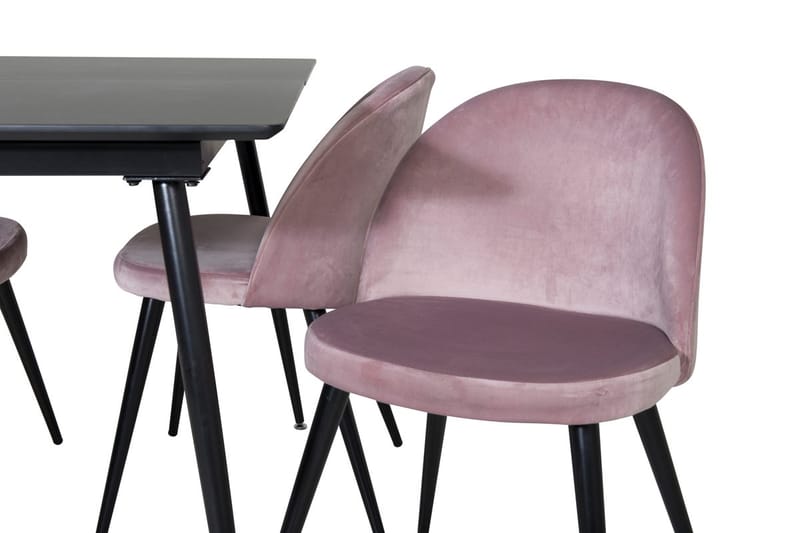 Silar Rektangulær Spisegruppe 120-160 cm med 4 Velvet Spisestoler - gammelrosa - Møbler - Bord - Spisegruppe