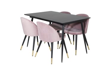 Silar Rektangulær Spisegruppe 120-160 cm med 4 Velvet Spisestoler - gammelrosa - Møbler - Bord - Spisegruppe