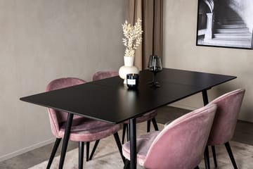 Silar Rektangulær Spisegruppe 120-160 cm med 4 Velvet Spisestoler - gammelrosa - Møbler - Bord - Spisegruppe
