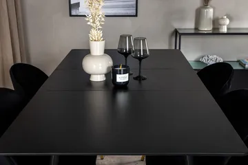 Silar Rektangulær Spisegruppe 120-160 cm med 4 Velvet Spisestoler - svart - Møbler - Bord - Spisegruppe