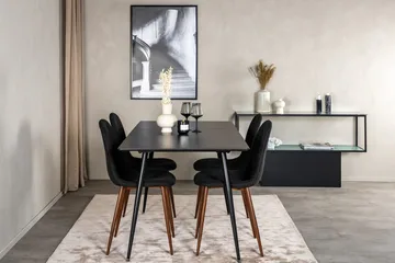 Silar Rektangulær Spisegruppe 120-160 cm med 4 Polar Spisestoler - svart - Møbler - Bord - Spisegruppe