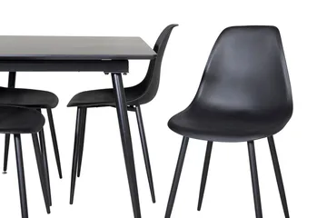 Silar Rektangulær Spisegruppe 120-160 cm med 4 Polar Spisestoler - svart - Møbler - Bord - Spisegruppe