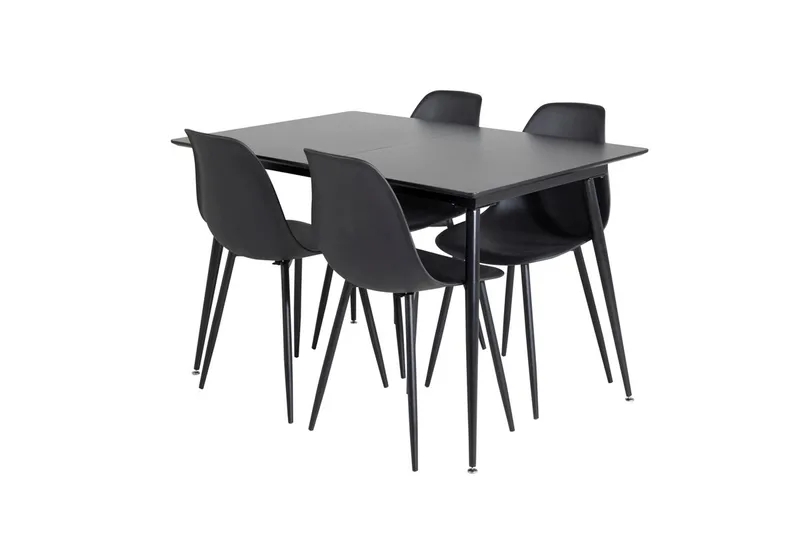 Silar Rektangulær Spisegruppe 120-160 cm med 4 Polar Spisestoler - svart - Møbler - Bord - Spisegruppe