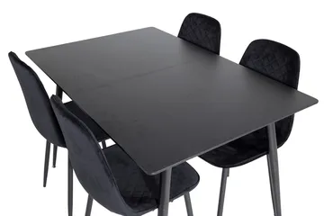 Silar Rektangulær Spisegruppe 120-160 cm med 4 Polar Spisestoler - svart - Møbler - Bord - Spisegruppe