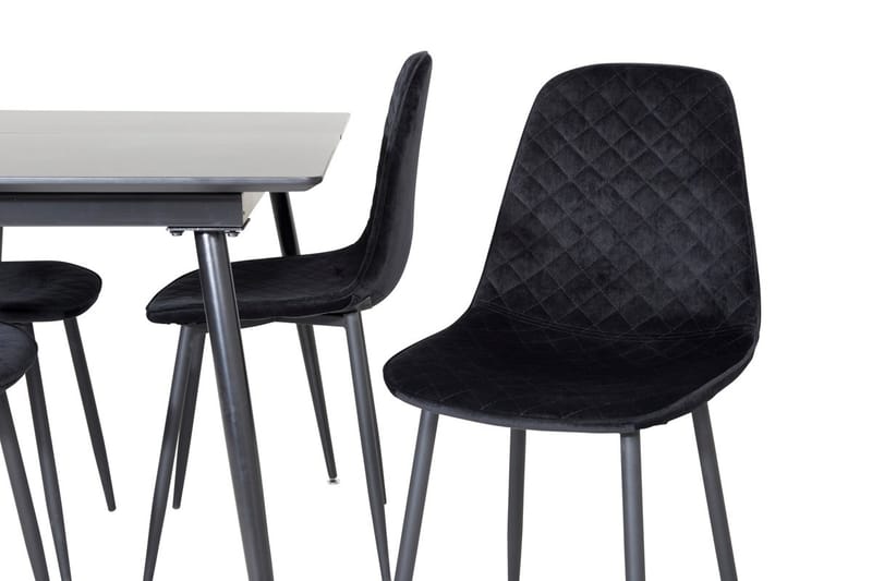 Silar Rektangulær Spisegruppe 120-160 cm med 4 Polar Spisestoler - svart - Møbler - Bord - Spisegruppe