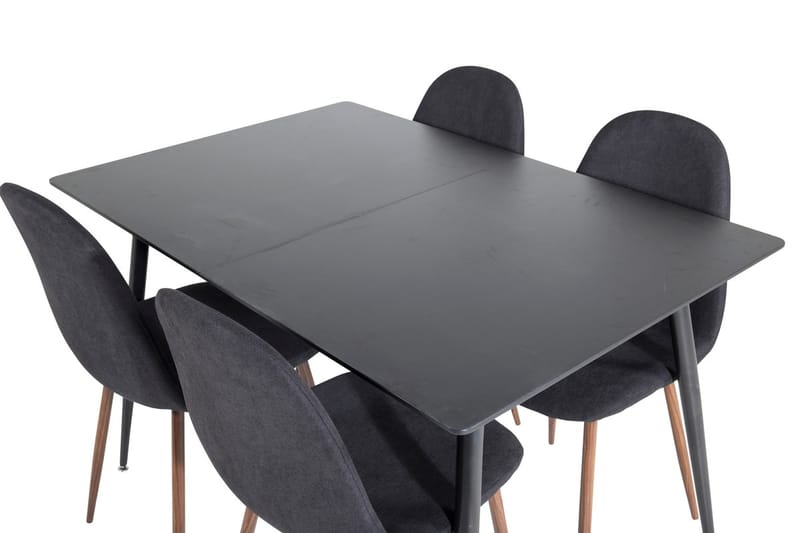 Silar Rektangulær Spisegruppe 120-160 cm med 4 Polar Spisestoler - svart - Møbler - Bord - Spisegruppe