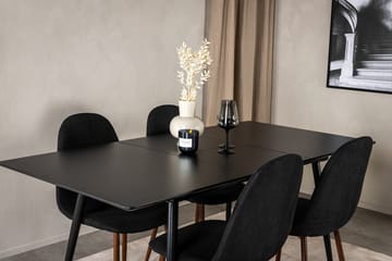 Silar Rektangulær Spisegruppe 120-160 cm med 4 Polar Spisestoler - svart - Møbler - Bord - Spisegruppe