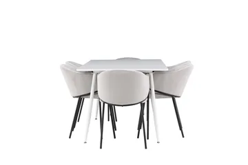 Silar Spisegruppe 180 cm Rektangulær med 6 Evelina stoler - Hvid/Grå - Møbler - Bord - Spisegruppe