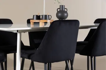 Silar Spisegruppe 180 cm Rektangulær med 6 Night stoler - Hvid/Sort - Møbler - Bord - Spisegruppe