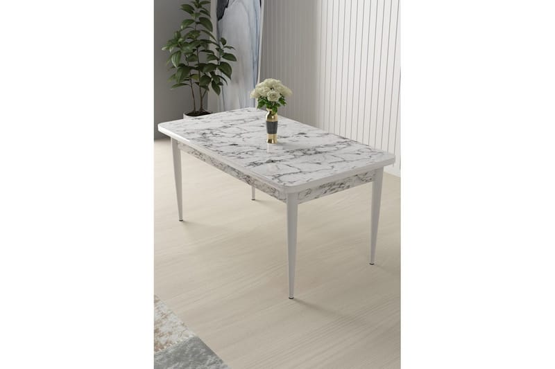 Sivaji Spisebord 110 cm Rektangulær - Hvit Marmor/Hvit - Møbler - Bord - Spisebord & kjøkkenbord