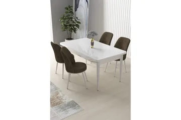 Sivaji Spisegruppe 4-seter - Hvit/Brun - Møbler - Bord - Spisegruppe