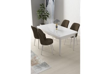 Sivaji Spisegruppe 4-seter - Hvit/Brun - Møbler - Bord - Spisegruppe