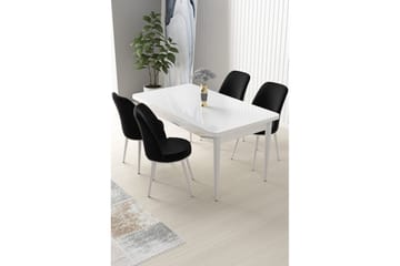 Sivaji Spisegruppe 4-seter - Hvit/Svart - Møbler - Bord - Spisegruppe