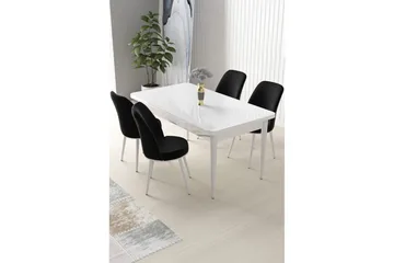 Sivaji Spisegruppe 4-seter - Hvit/Svart - Møbler - Bord - Spisegruppe
